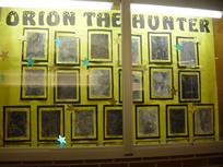 Display case with Orion artwork